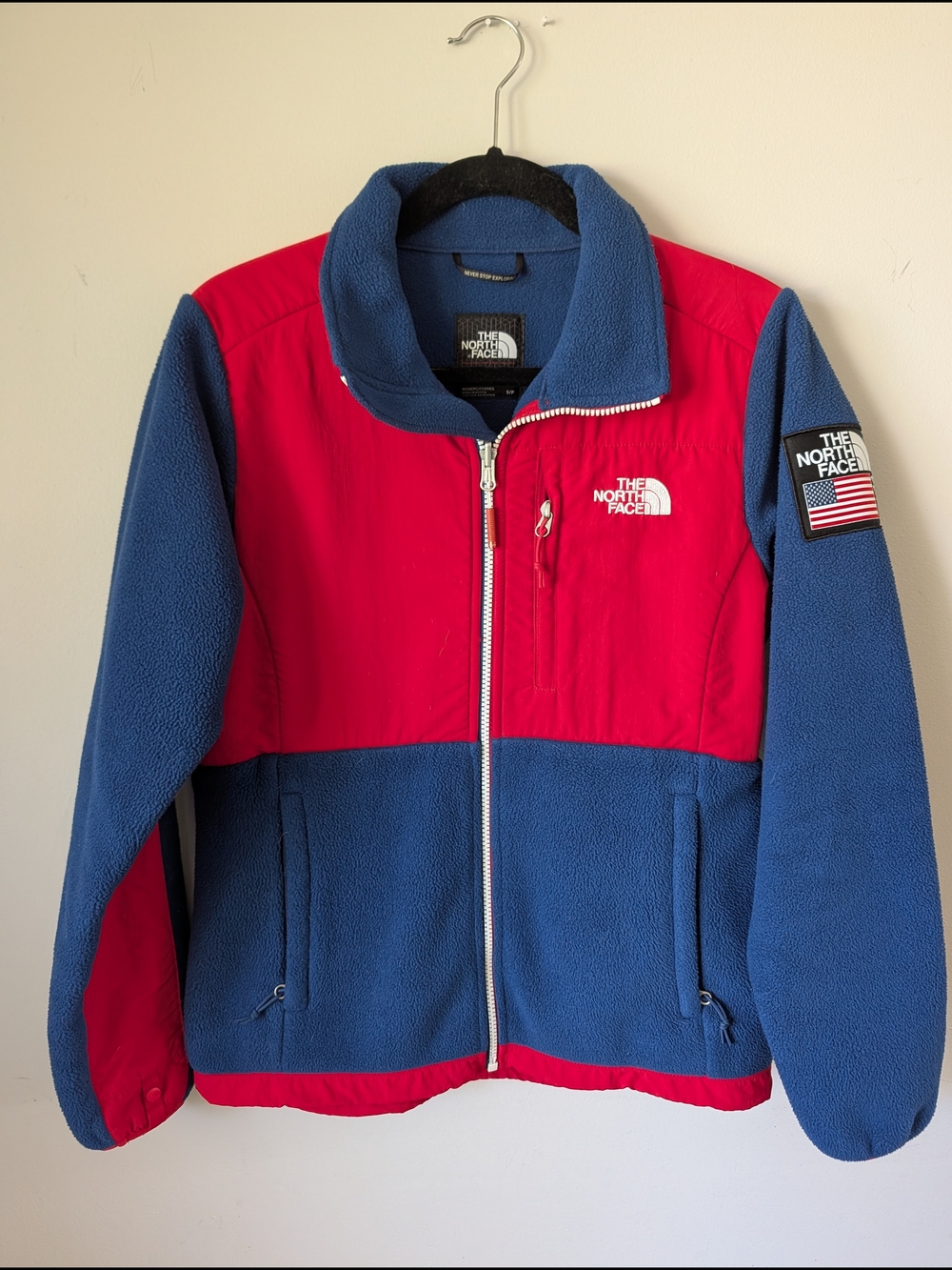 The North Face Women's Red and Blue Fleece Jacket